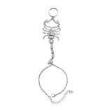 Maxbell Ring Hand Chain One Size Adjustable Punk Hip Hop for Women Girls Silver