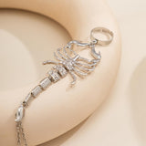 Maxbell Ring Hand Chain One Size Adjustable Punk Hip Hop for Women Girls Silver