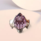 Maxbell Women Vintage Bat ring Purple Artificial Gemstone Ring Jewelry Diameter 1.65cm