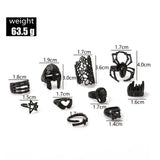 Maxbell 10Pcs Stylish Gothic and Punk Rings Ornament Jewelry Gifts Women and Men