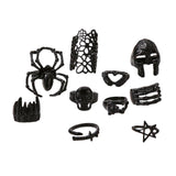 Maxbell 10Pcs Stylish Gothic and Punk Rings Ornament Jewelry Gifts Women and Men