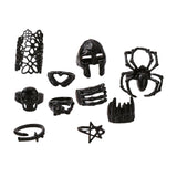 Maxbell 10Pcs Stylish Gothic and Punk Rings Ornament Jewelry Gifts Women and Men