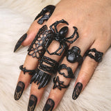 Maxbell 10Pcs Stylish Gothic and Punk Rings Ornament Jewelry Gifts Women and Men