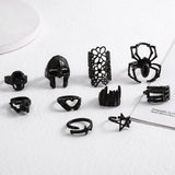 Maxbell 10Pcs Stylish Gothic and Punk Rings Ornament Jewelry Gifts Women and Men