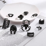 Maxbell 10Pcs Stylish Gothic and Punk Rings Ornament Jewelry Gifts Women and Men