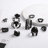 Maxbell 10Pcs Stylish Gothic and Punk Rings Ornament Jewelry Gifts Women and Men