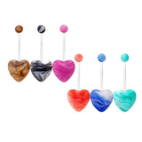 Maxbell 6x Fashion Belly Button Rings Bar Rings Navel Barbell Set Acrylic