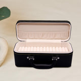 Maxbell 15 Slots bracelet Case with Handle Holder Storage Box Bracelets Display Case Black and Beige