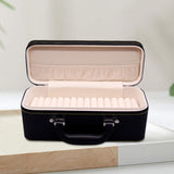 Maxbell 15 Slots bracelet Case with Handle Holder Storage Box Bracelets Display Case Black and Beige