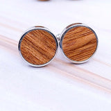 Maxbell Rustic Wooden Round Cufflinks with Organizer Box for Men Anniversary Wedding B
