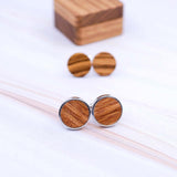 Maxbell Rustic Wooden Round Cufflinks with Organizer Box for Men Anniversary Wedding B