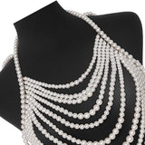 Maxbell Layered Body Chain Tassels Necklace Charms Popular for Lady girls White
