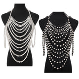 Maxbell Layered Body Chain Tassels Necklace Charms Popular for Lady girls White