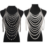 Maxbell Layered Body Chain Tassels Necklace Charms Popular for Lady girls White