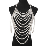 Maxbell Layered Body Chain Tassels Necklace Charms Popular for Lady girls White