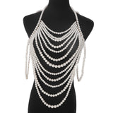 Maxbell Layered Body Chain Tassels Necklace Charms Popular for Lady girls White