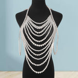 Maxbell Layered Body Chain Tassels Necklace Charms Popular for Lady girls White
