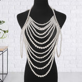 Maxbell Layered Body Chain Tassels Necklace Charms Popular for Lady girls White