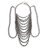 Maxbell Layered Body Chain Tassels Necklace Charms Popular for Lady girls Black white