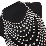 Maxbell Layered Body Chain Tassels Necklace Charms Popular for Lady girls Black white