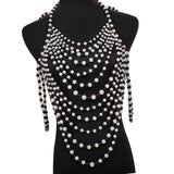 Maxbell Layered Body Chain Tassels Necklace Charms Popular for Lady girls Black white