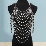 Maxbell Layered Body Chain Tassels Necklace Charms Popular for Lady girls Black white