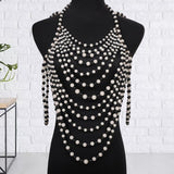 Maxbell Layered Body Chain Tassels Necklace Charms Popular for Lady girls Black white