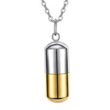 Maxbell Cremation Urn Necklace Tube Bottle Fashion Sealing Pendant for Pet Men Gold