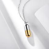 Maxbell Cremation Urn Necklace Tube Bottle Fashion Sealing Pendant for Pet Men Gold