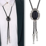 Maxbell Crown Bolo Tie Necktie Costume Rodeo American for Birthday Men and Women Black