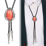 Maxbell Crown Bolo Tie Necktie Costume Rodeo American for Birthday Men and Women Red