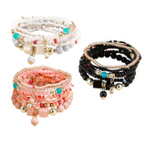 Maxbell Stacking Beads Bracelet Multicolor Fashion Jewelry Gift Multi Layer Bohemian White