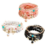 Maxbell Stacking Beads Bracelet Multicolor Fashion Jewelry Gift Multi Layer Bohemian White