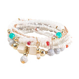 Maxbell Stacking Beads Bracelet Multicolor Fashion Jewelry Gift Multi Layer Bohemian White