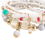 Maxbell Stacking Beads Bracelet Multicolor Fashion Jewelry Gift Multi Layer Bohemian White