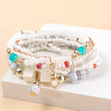 Maxbell Stacking Beads Bracelet Multicolor Fashion Jewelry Gift Multi Layer Bohemian White