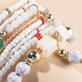 Maxbell Stacking Beads Bracelet Multicolor Fashion Jewelry Gift Multi Layer Bohemian White