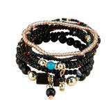 Maxbell Stacking Beads Bracelet Multicolor Fashion Jewelry Gift Multi Layer Bohemian Black