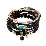 Maxbell Stacking Beads Bracelet Multicolor Fashion Jewelry Gift Multi Layer Bohemian Black