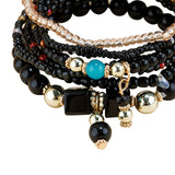 Maxbell Stacking Beads Bracelet Multicolor Fashion Jewelry Gift Multi Layer Bohemian Black