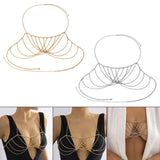 Maxbell Multilayer Body Chain Nightclub Chest Chain for Halloween Party Summer Beach Gold
