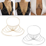 Maxbell Multilayer Body Chain Nightclub Chest Chain for Halloween Party Summer Beach Gold