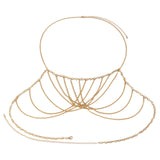 Maxbell Multilayer Body Chain Nightclub Chest Chain for Halloween Party Summer Beach Gold
