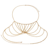 Maxbell Multilayer Body Chain Nightclub Chest Chain for Halloween Party Summer Beach Gold