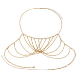 Maxbell Multilayer Body Chain Nightclub Chest Chain for Halloween Party Summer Beach Gold