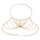 Maxbell Multilayer Body Chain Nightclub Chest Chain for Halloween Party Summer Beach Gold