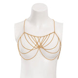 Maxbell Multilayer Body Chain Nightclub Chest Chain for Halloween Party Summer Beach Gold