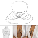 Maxbell Multilayer Body Chain Nightclub Chest Chain for Halloween Party Summer Beach White