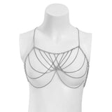 Maxbell Multilayer Body Chain Nightclub Chest Chain for Halloween Party Summer Beach White