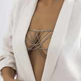 Maxbell Multilayer Body Chain Nightclub Chest Chain for Halloween Party Summer Beach White